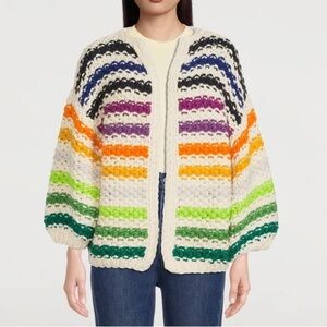 MAIAMI Big Pearl Pattern Merino Wool Cardigan